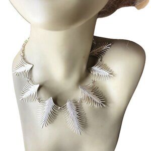 Silver tone Spike Pendant or Leaf Motif Necklace